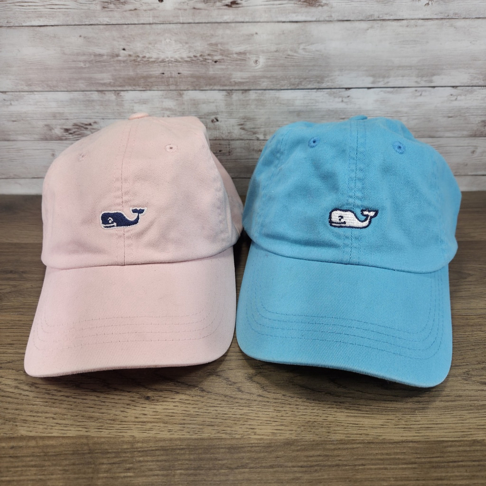 Vineyard Vines Mens Adjustable Baseball Cap Whale Logo Bundle Pink Blue